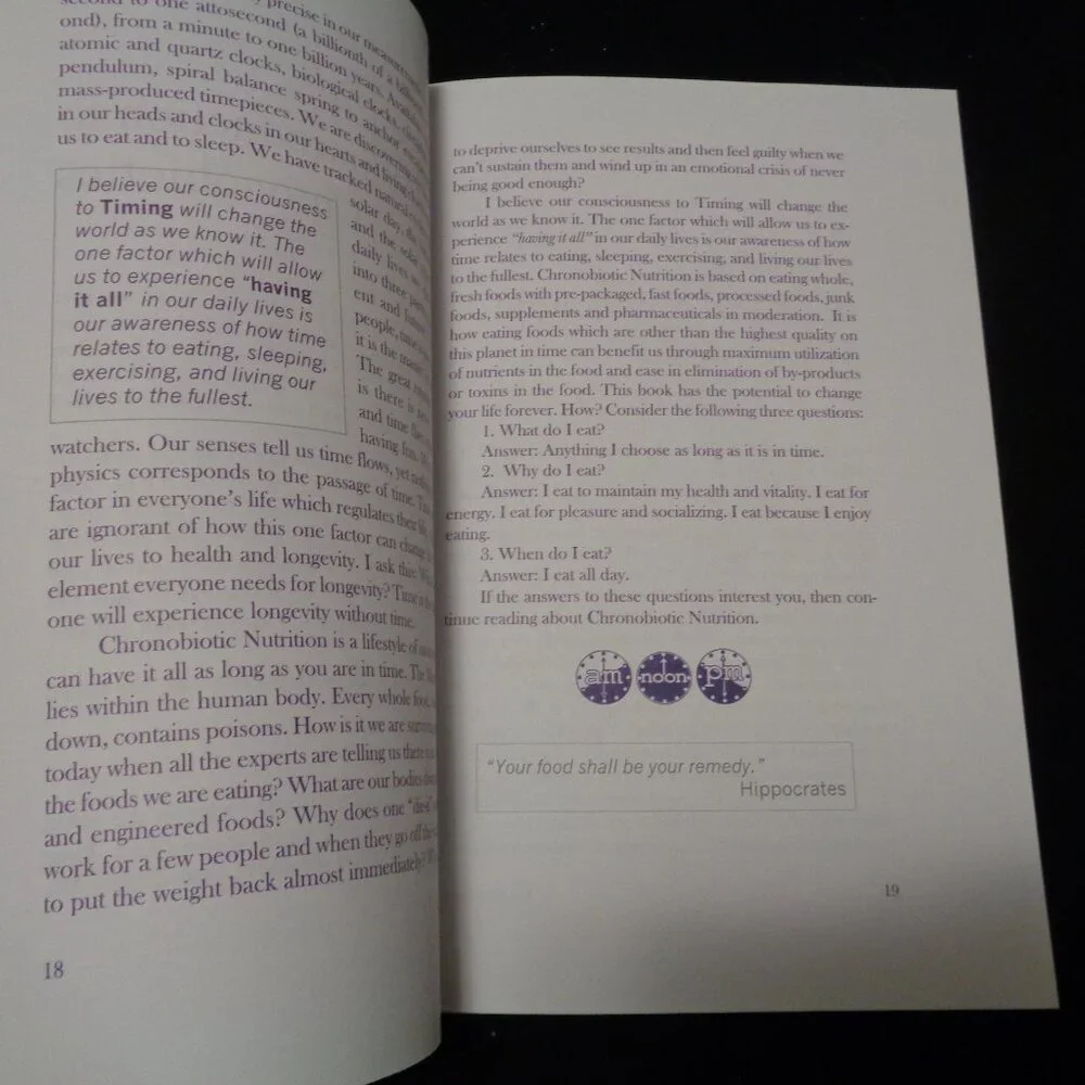 BOOK, YES NO MAYBE CHRONOBIOTIC NUTRITION BY HARTING AND BERGSTROM 2010 2004